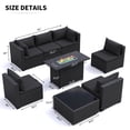 thumbnail image 4 of MRUAKA 8 Pieces Patio Conversation Set With Firepit, Outdoor Sectional PE Rattan Wicker Furniture Seat,BLACK, 4 of 7
