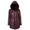 thumbnail image 1 of Manteau d'Hiver pour Femmes Réversible Doublé en Fausse Fourrure, Doudoune Matelassée - Merlot - 3X, 1 of 7