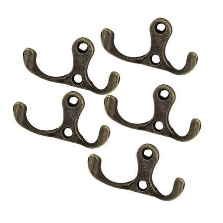 Door Coat Hook Uxcell 5pcs Bath Door Wall Hat Coat Towel Robe Hanging Retro Style Double Prong Hanger Hooks ()