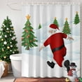 thumbnail image 4 of Red Christmas Santa Shower Curtains for Bathroom, Xmas Tree Snowflake Waterproof Fabric Shower Curtain for Bathroom Bathtub Decoration, Machine Washable, 72"x72", 4 of 9