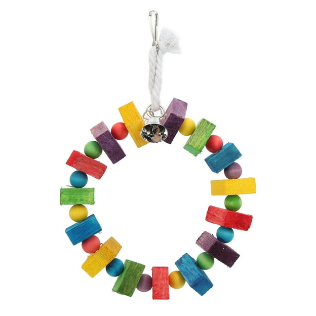 Bird Wooden Blocks Swing,Parrot Swing Ring Colorful Wooden Bird Swing Perch Bird Hanging Perch True to Its Promise
