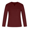 thumbnail image 4 of Hfyihgf Long Sleeve V Neck T Shirt Mens Fashion Casual Solid Color Gentleman's Business Work Shirts Long Sleeve Fitness Tees Tops(Wine,3XL), 4 of 8