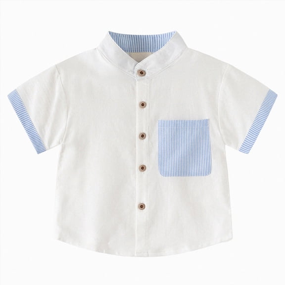 Xudanell Toddler Boys' Short Sleeve Dress Shirts Cotton Casual Button Down Shirts for Little Boy (2-3 Years,White)