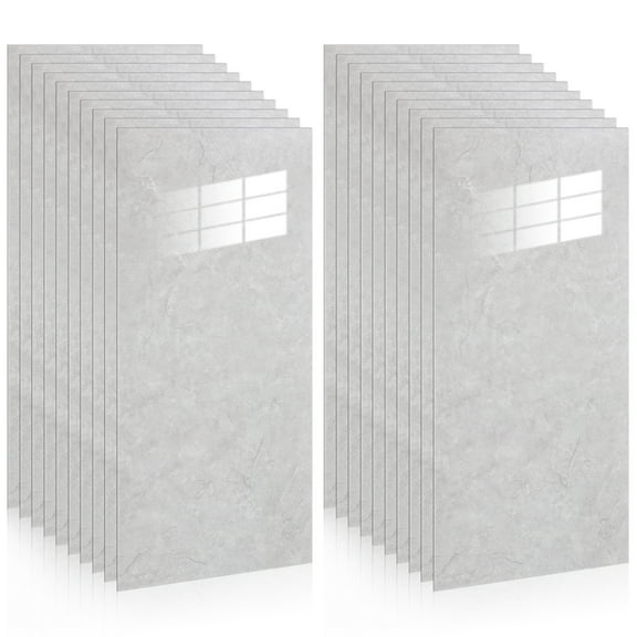 20Pcs Wall Panel，23.58"x11.79" Self Adhesive Marble Tile for Wall, Waterproof Shower Wall Panels White
