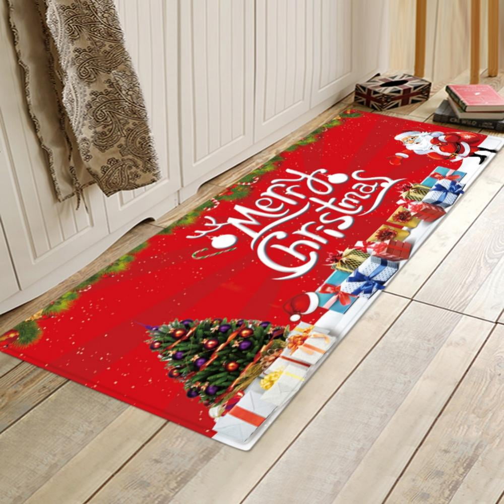 Kigai Colorful Christmas Trees Runner Rug - 24x72 Ultra Soft Non-Slip  Floor Mat Washable Area Rugs for Kitchen Bathroom Entry Home Decor