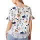 thumbnail image 3 of Camisa Informal Holgada A Rayas de Media con Cuello Redondo y Volantes para Mujer Estampado de Plumas XL, 3 of 7