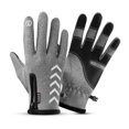 thumbnail image 1 of Guantes de ciclismo para hombre, otoño e invierno, para exteriores, resistentes al viento, cálidos, con cremallera y pantalla táctil, de terciopelo, reflectantes, para la noche, guantes de, 1 of 6