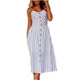 thumbnail image 1 of Vestidos para mujer Vestidos casuales Botones erógenos a rayas Fuera del hombro Vestido sin mangas Vestido de princesa Mini vestido Odeerbi ODB-5, 1 of 5