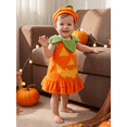 thumbnail image 6 of RUINIXCW Kid Girls Halloween Costume Sleeveless Pumpkin/Ghost Cosplay Dress with Hat, 6 of 8