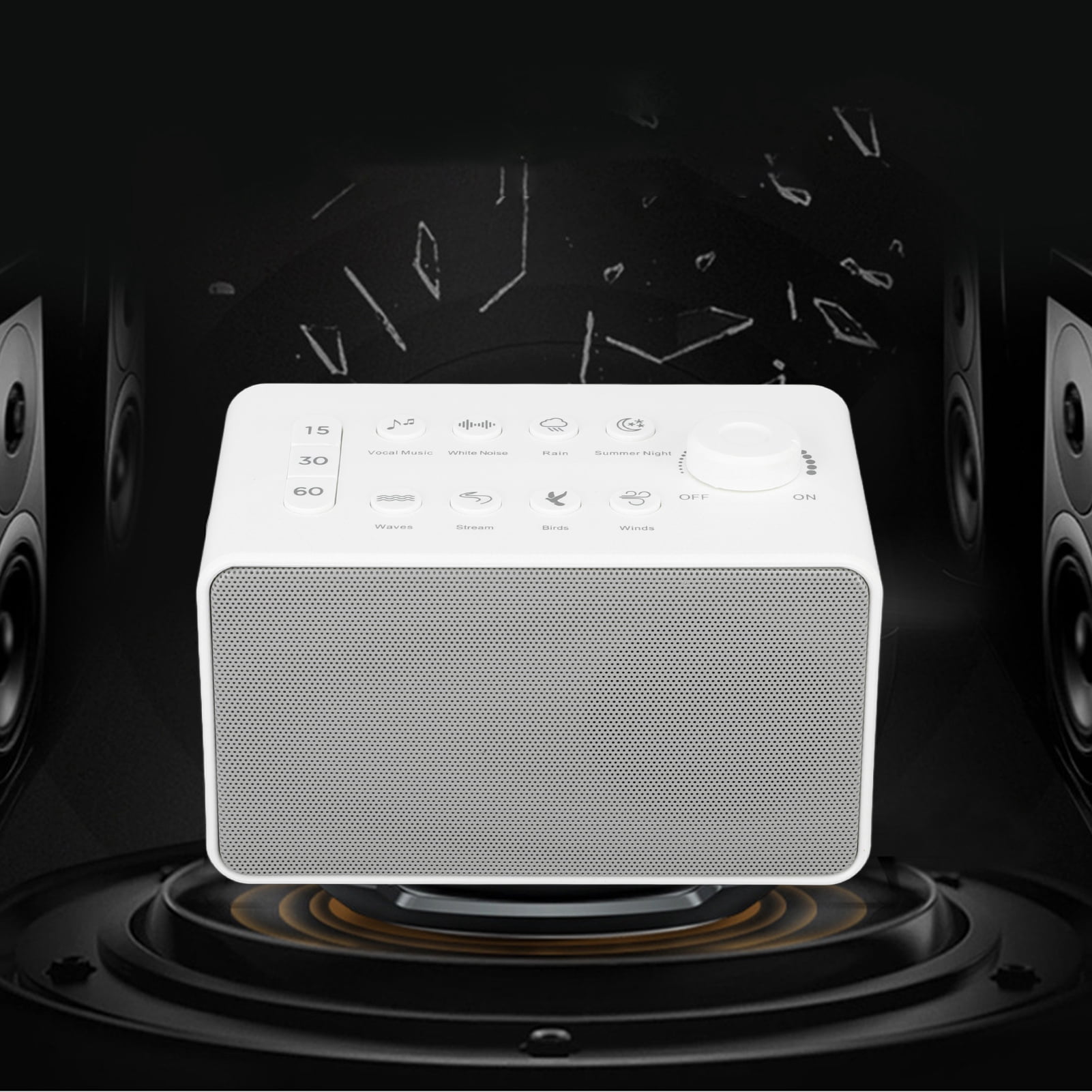 YAHHU S16 White Noise Machine Portable Sound Machine with 8 Soothing Natural Sounds for Baby Adults Kids Sleeping, 5.9 inches / 15 cm White