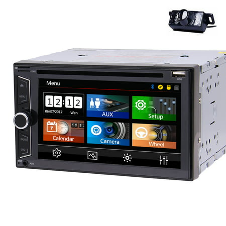 Lowerest Selling!! 6.2-inch Double DIN In Dash Car DVD CD Player Car Stereo Head Unit Touch Screen Bluetooth USB Mp3 AM/FM Radio for Universal 2DIN + Free Backup Camera+Remote