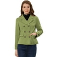 thumbnail image 1 of INSPIRE CHIC Manteau Caban Classique à Revers Cranté à Double Boutonnage pour Femme Vert Caban m, 1 of 6