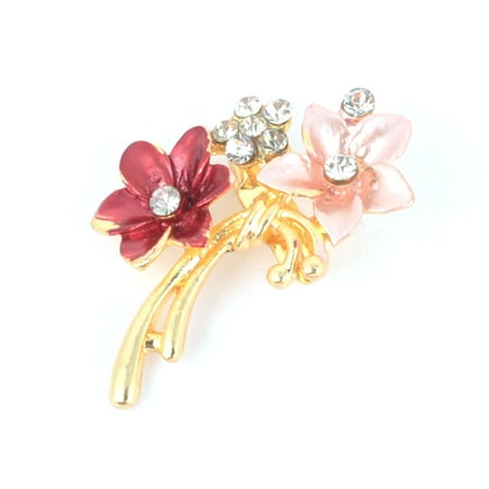 Brooches For Dresses - Unique Bargains Dress Clothing Pink Fuchsia Rhinestones Decoration Pin Brooch for Lady