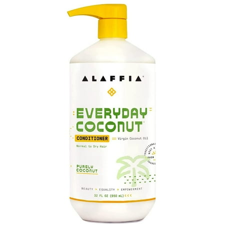Alaffia EveryDay Coconut Ultra Hydrating Conditioner for Normal to Dry Hair, Fair Trade Coconut Oil Ginger, Cruelty Free, Vegan, No Parabens, Moisturizing Hair Conditioner, Purely Coconut, 32 fl oz