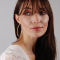 thumbnail image 2 of Humble Chic Rhinestone Hoop Earrings For Women - Silver CZ Teardrop Hoops - 2.6 inch, 2 of 10