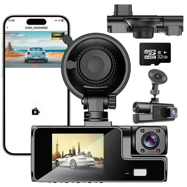 1080P Front and Rear Dash Cam for Cars, Dual Camera with Built-in WiFi, Night Vision, 24H Parking Mode, G-Sensor, Loop Recording, 32GB Card Included, Dash Camera with APP Control