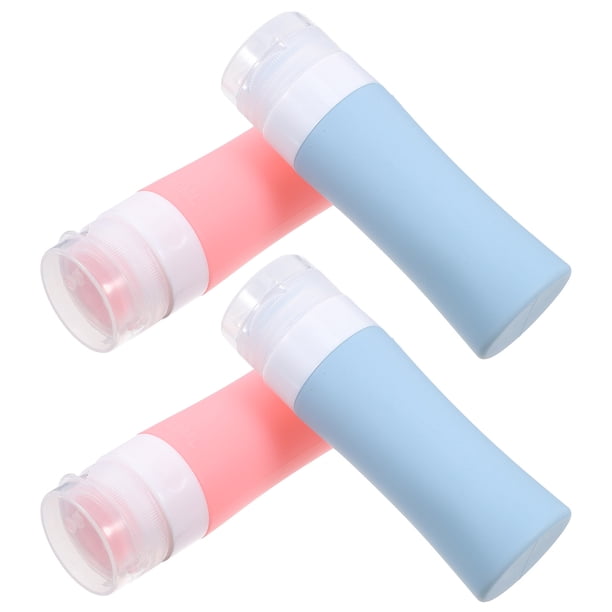 4 botellas de viaje de silicona de 60 ml, recargables y portátiles con bolsa.