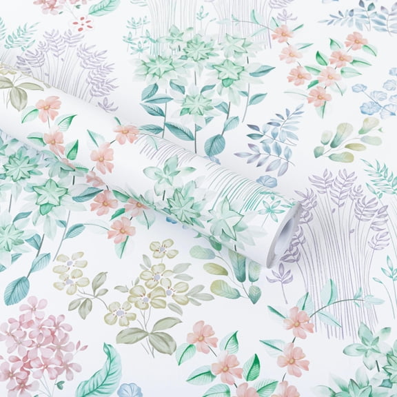 Abyssaly White Floral Peel and Stick Wallpaper, 17.3" x 118.1" Self-Adhesive Wallpaper Textured Contact Paper for Home Wall Covering and Furniture Refresh