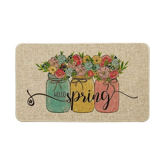 Spring and Summer Season Wildflower Printing Mat Hand-painted Style Simple Light Color Mat Spring Mats Floor Mats Holiday Mats Welcome Door Mats Polyester Door Mats St. Patricks Day Floor Mats