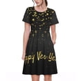 thumbnail image 1 of Gaeub Robe Imprimée Bonne Année pour Femmes, Tunique Décontractée à Manches Courtes, Robe Midi d'Été pour Femmes, Robe à Manches Courtes pour Femmes, 1 of 6