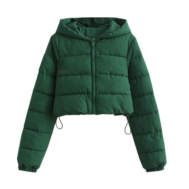 Chaqueta de invierno nueva de algodón acolchado con capucha de color sólido y estilo europeo y americano para mujer