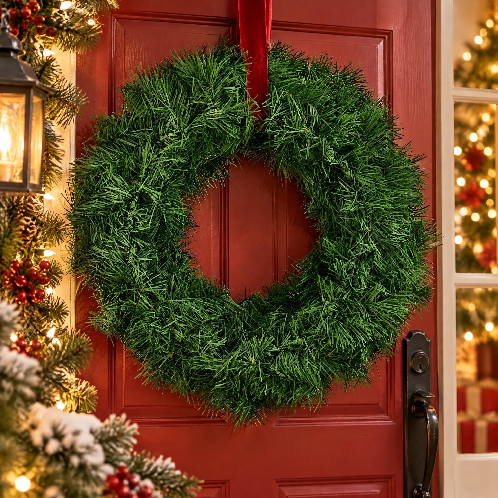 Non-Lit Basic Artificial Christmas Wreath, Green, 20", by Holiday Time