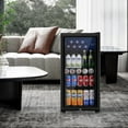 thumbnail image 6 of Beverage Refrigerator, 3.2 Cu.ft Mini Fridge with Double Glass Door, Cooler for Soda, Beer or Wine for Home, Office or Bar with Adjustable Re  ble Shelves (Black), 6 of 6