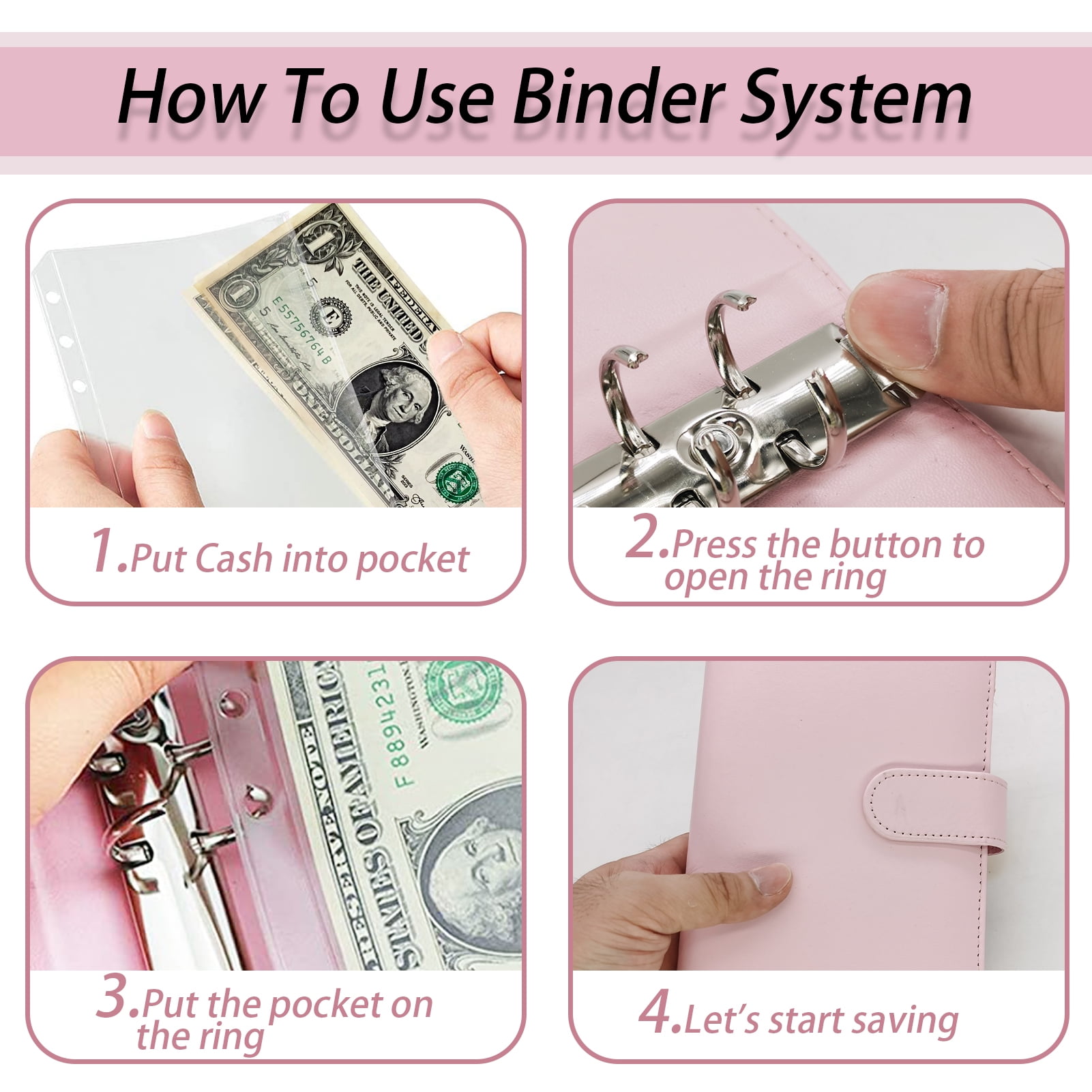 Pu Leather Binder Budget Planner Système de portefeuille d'enveloppe de  trésorerie
