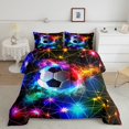 thumbnail image 2 of Erosebridal Ball Game Soccer Comforter Sets Queen Size,Gradient Neon Bedding Queen Comforter Set,Stripes Decoration,3Pcs, 2 of 8