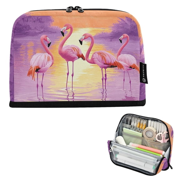 ALAZA Flamingo Sunset Pencil Case Pen Pouch Bag Large Capacity Organizer