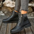 thumbnail image 3 of XUNKUSGA Ankle Boots for Women Classic Lace Up Side Zipper Low Heel Short Boots Comfortable Round Toe Quilted Panels Waterproof Motorcycle Boots for Fall Winter Black 8.5, 3 of 4