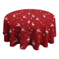 thumbnail image 4 of Red Christmas Deer Pattern Round Tablecloth 60"x60",Wrinkle Wipeable Table Cloth for Kitchen Dining Room Picnic Patio Party, 4 of 6