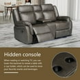 thumbnail image 5 of Hybition 3-Piece Living Room Set, PU Leather Reclining Sofa Set, Hidden Console with Cup Holders, Storage Box-Color:Grey, 5 of 7