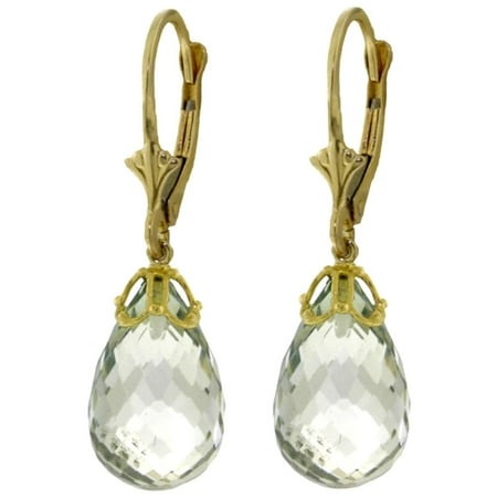 ALARRI 14 Carat 14K Solid Gold Earrings Briolette Green Amethyst.