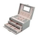 thumbnail image 1 of Organizador de joyas, estuche de almacenamiento de joyas de 3 capas de cuero PU, organizador de relojes Gris, 1 of 9