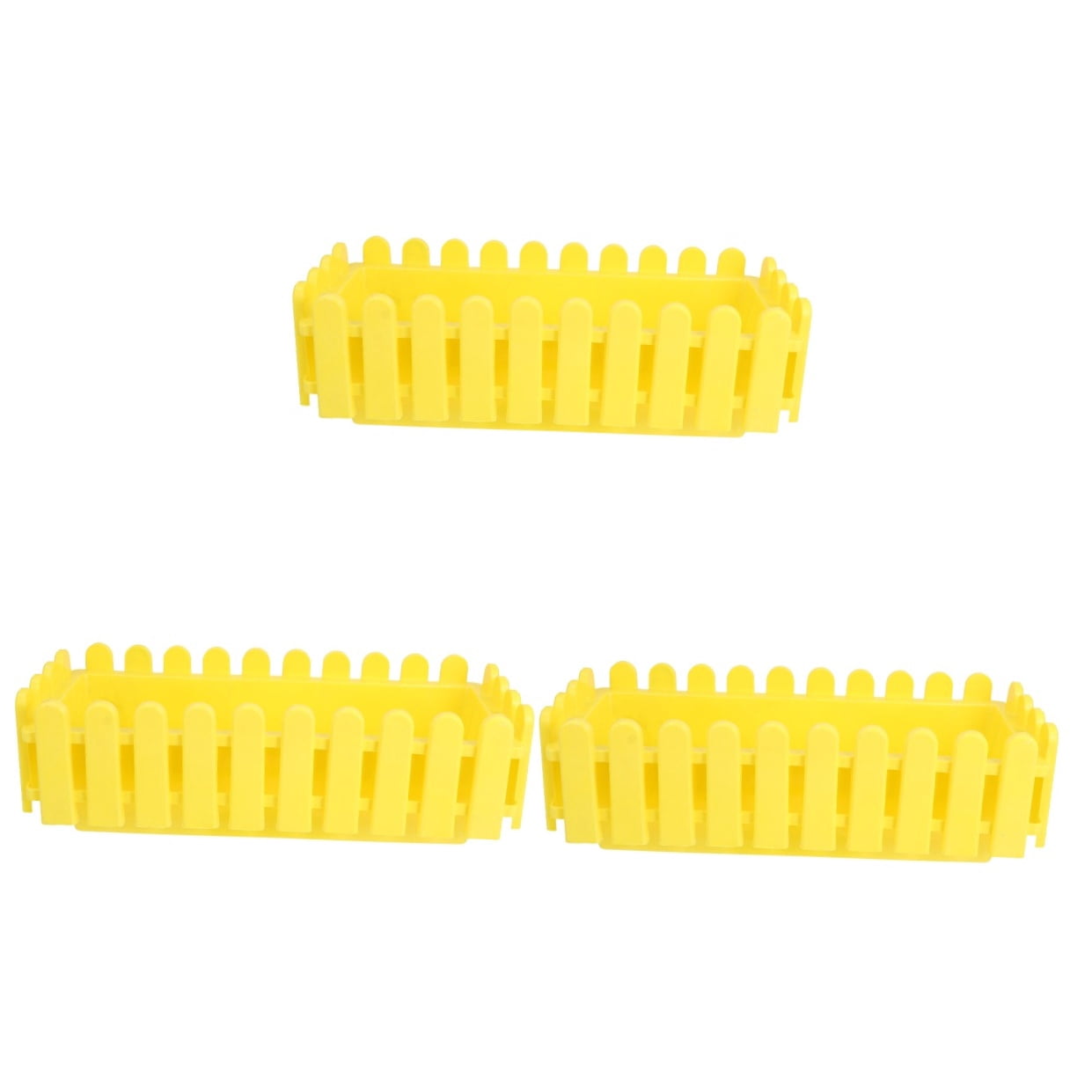 CRILSTYLEO Durable Yellow PP Resin Rectangular Flower Container for Outdoor Use 3Pcs