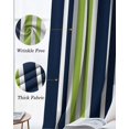 thumbnail image 3 of Navy Blue Green Striped Kitchen Curtains Modern Minimalist Ombre Lines Cafe Short Curtains for Bathroom Blackout Window Curtain Grommet Small Window Treatment Drapes for Bedroom Living Room 52"x45"x2, 3 of 9