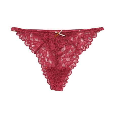 

cuitcosohg Womens Boyshorts Underwear Womens Thong Underwear Lace Hollowed Out T Back Low Waist Ice Silk Sexy Cheeky Thong See Through Panties Lace