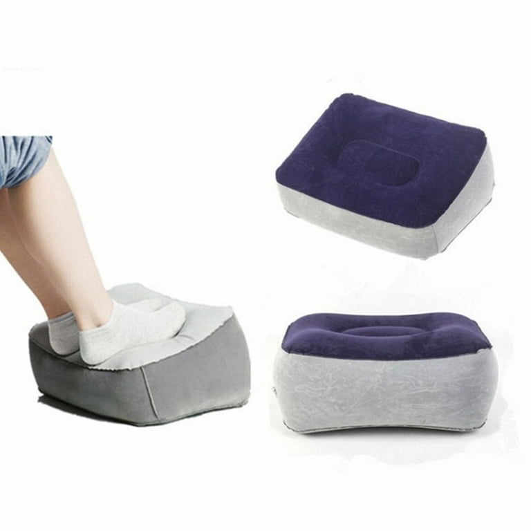 Inflatable Airplane Leg Rest Pillow Travel Footrest Foot Stool Recliner Relax Cushion for Flight or Train (Gray, Without Inflation Tool), Multicolor