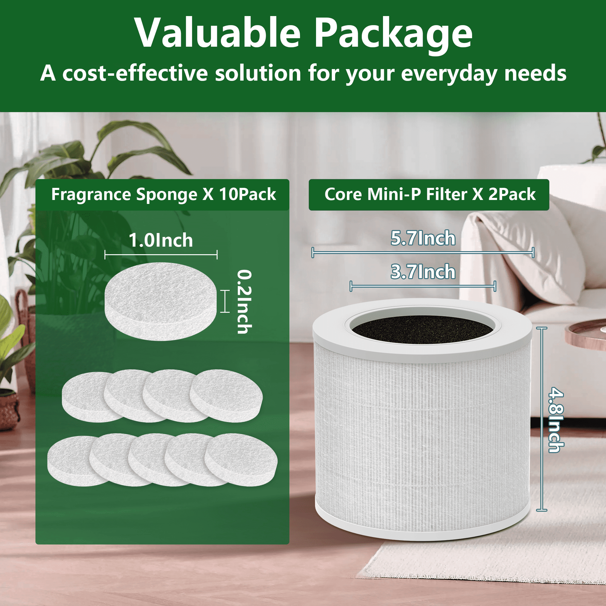 2 pack Air Purifier Filter Core Mini Replacement Filter Compatible with LEVOIT Core Mini-P Air Purifier, 3-in-1 H13 HEPA High-Efficiency Activated Carbon Replacement Filter