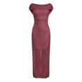 thumbnail image 6 of RFQWOVSR Womens Draped Neck Ruched Maxi Dress Elegant Flowing Silhouette Gown XXL, 6 of 6