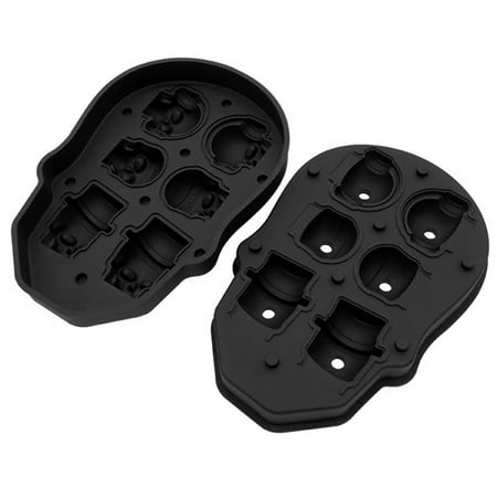 

Black 3D Skull Ice Square Ice Making Box 6 Skull Ice Squares Reusable Whisky Ice Hockey Ice Square Mold