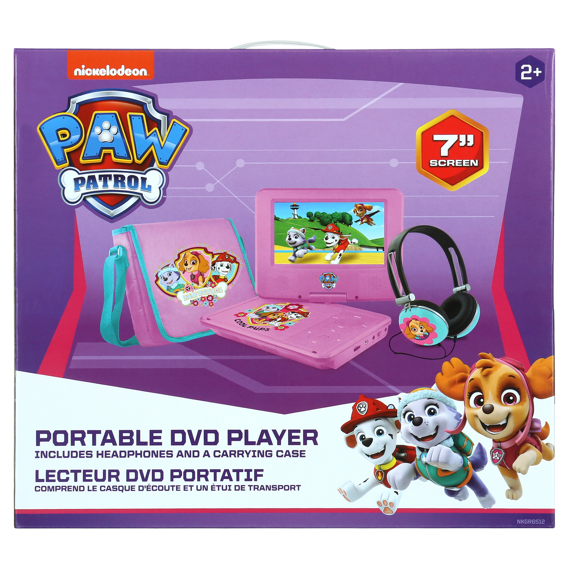 PAW Patrol 7" Portable DVD Player with Carrying Bag and Headphones, Pink - image 5 of 7