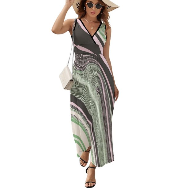 Irregular Stripe Vestido Sin Mangas , Vestidos De Lujo Para Ocasiones Oficiales