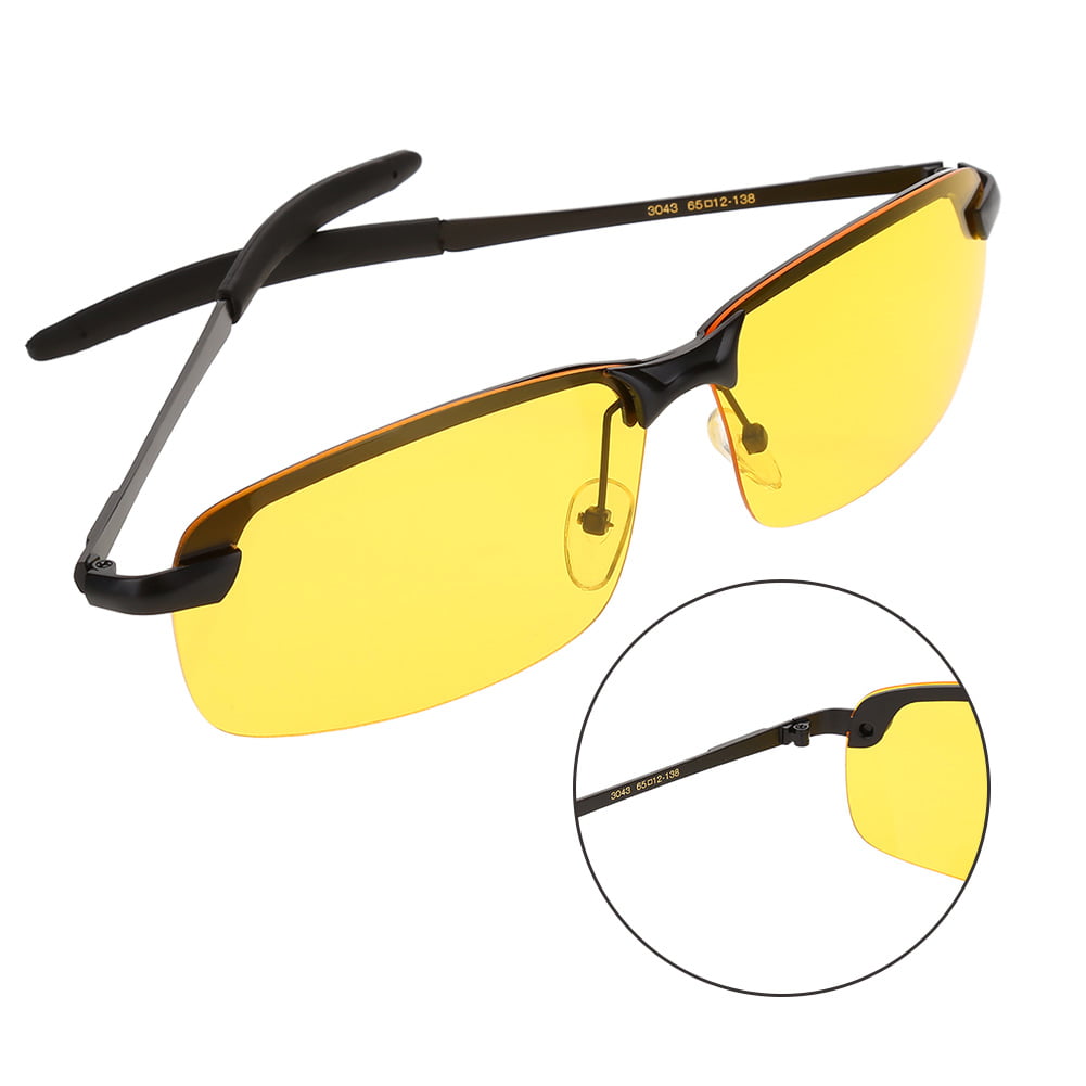 Yosoo Night Driving Polarized View Safety Glasses Yellow Anti-Glare Anti-Reflective HD Night Vision Or Men with Eyeglass Pouch Case