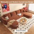 thumbnail image 3 of 138.6" U Shaped Modern Modular Sectional Curved Sofa with Ottoman, Minimalist Style Comfy Cloud Couch for Living Room Apartment, No Assembly Required Boneless Couches (Orange,Right Facing Chaise), 3 of 7