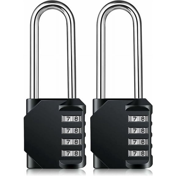 Heavy Duty Combination Lock - Weatherproof Padlock, Resettable Lock, 2.5" Long 4 Digit Zinc Alloy Shackle, 2Pcs