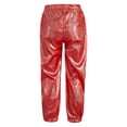 thumbnail image 2 of Vxuxlje Kids Boys Girls Shiny Metallic Dance Pants Glittery Legging Modern Jazz Hip Hop Dance Street Red 160, 2 of 4