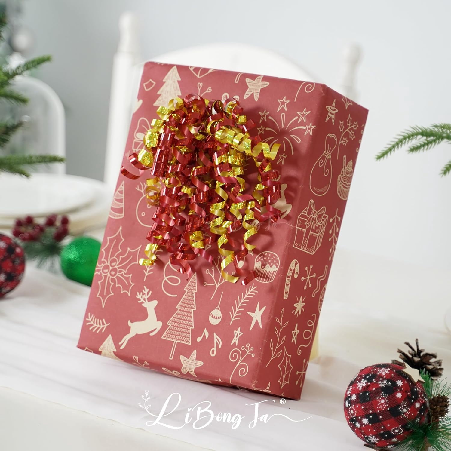 12 PCs Bows 5 Inch Gold and Red Bow Ornaments, Premade Self Adhesive Curly Ribbon Bow, Gift Wrap Accessory, Metallic Valentine Bows, Colorful Gift Bows for Presents, Wine Bottles, Baskets