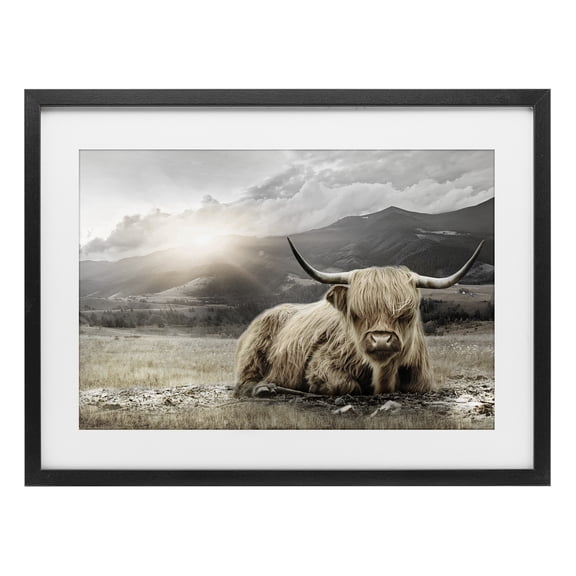 Stupell Industries Southwestern Cattle Resting in Morning Sun Black Framed Print Under Glass, 20 x 14, by CAD Designs